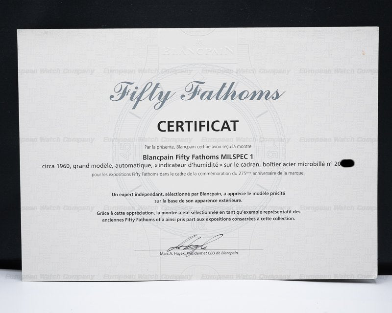 Blancpain Fifty Fathoms Milspec 1 “Demolition” Civilian 1960s RARE Serial #208044
