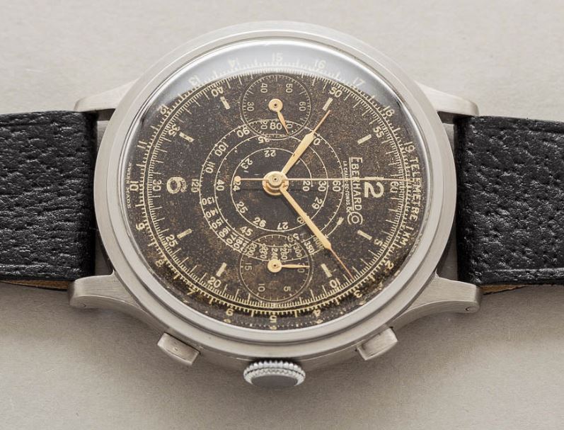 Eberhard Vintage 40mm Step-case Chronograph, Tropical Gilt Dial, circa 1940