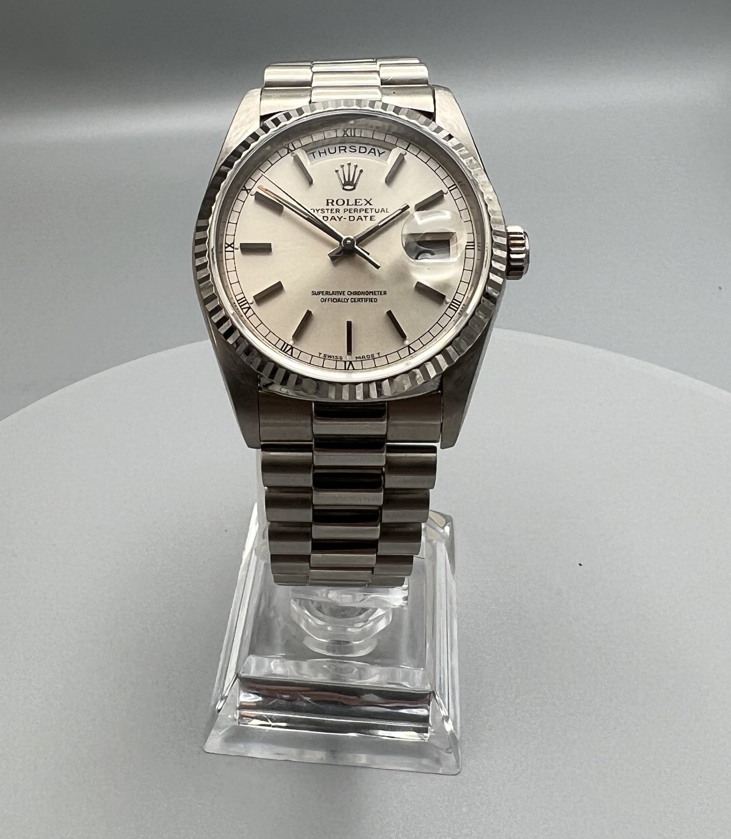 Rolex Ref 18239 Day-Date 36 mm White Gold Circa 1990, Excellent Condition