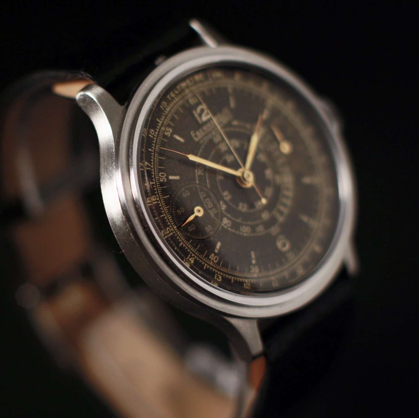 Eberhard Vintage 40mm Step-case Chronograph, Tropical Gilt Dial, circa 1940