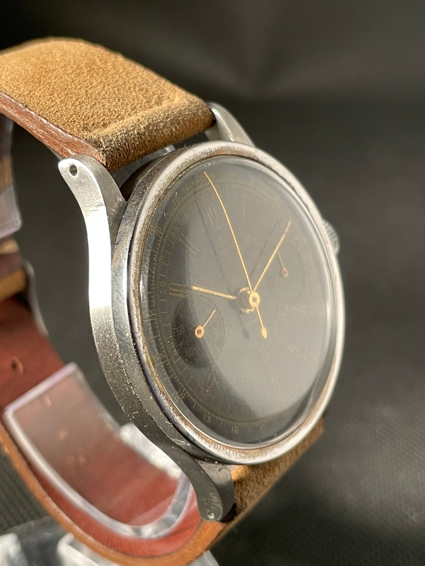 Doxa Rare 38mm Doxa Antimagnetic Chronograph, Snail Gilt Dial, Unpolished 38mm circa 1940s