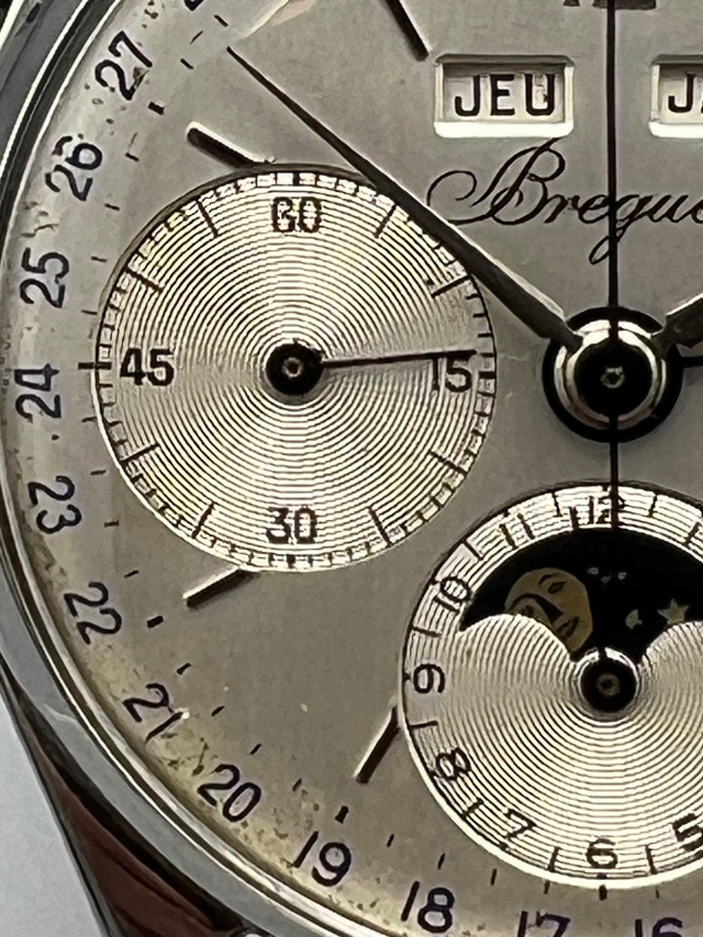 Breguet, Chrono Date, Exceedingly Rare Stainless Steel Triple Calendar Chronograph Moon Phase, circa 1967