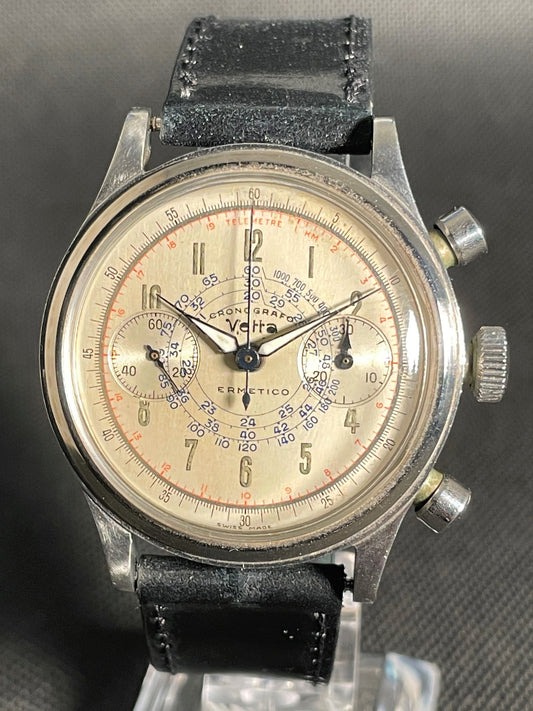 Vetta Ermetico Cronografo Multi Scale “Snail” Dial, 38mm, Circa 1940s