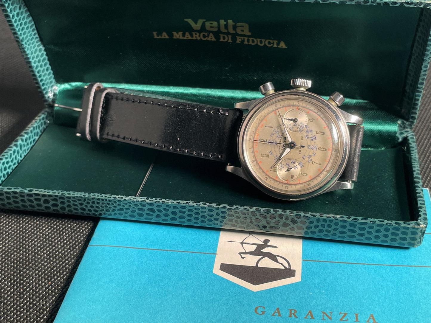 Vetta Ermetico Cronografo Multi Scale “Snail” Dial, 38mm, Circa 1940s