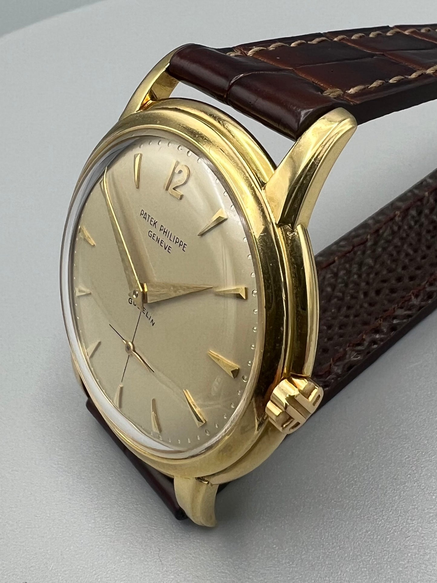 Patek Philippe Ref 2551 Rare and Fine Gold Watch with Double Signed Dial, 1955