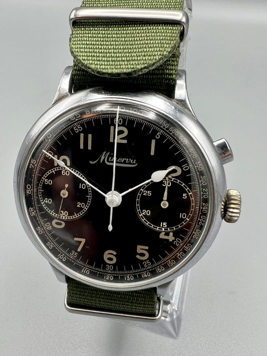 Minerva 1930s Rare Vintage Pilot’s Chronograph 41 mm, Excellent Condition