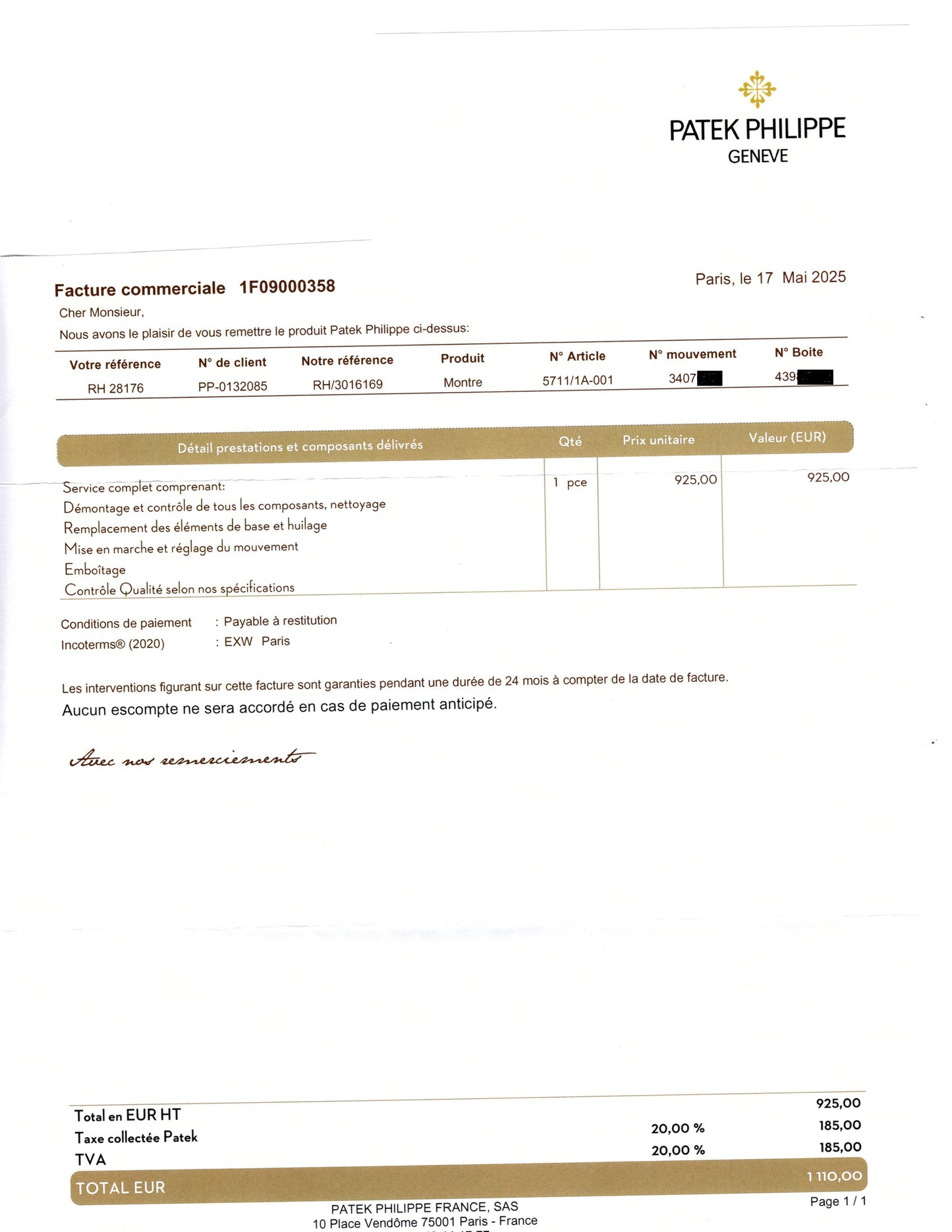 Patek Philippe Nautilus Ref. 5711/1A-001 Stainless Steel, Circa 2007 (Copy)