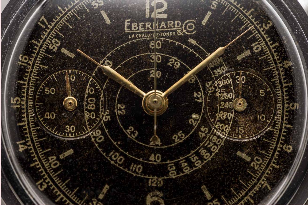 Eberhard Vintage 40mm Step-case Chronograph, Tropical Gilt Dial, circa 1940