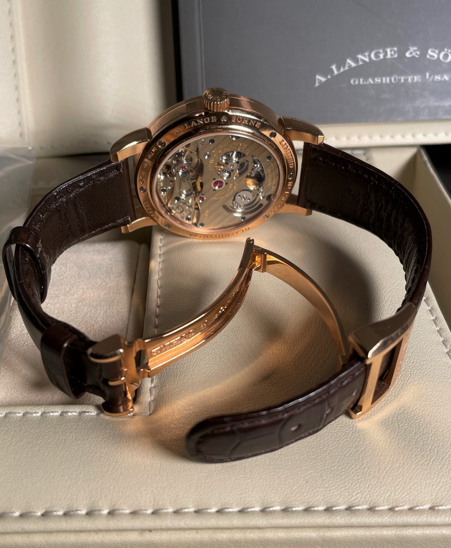 A Lange & Sohne Richard Lange “Pour le Mérite” Ref 260.032 Rose Gold Fusée-and-Chain Transmission
