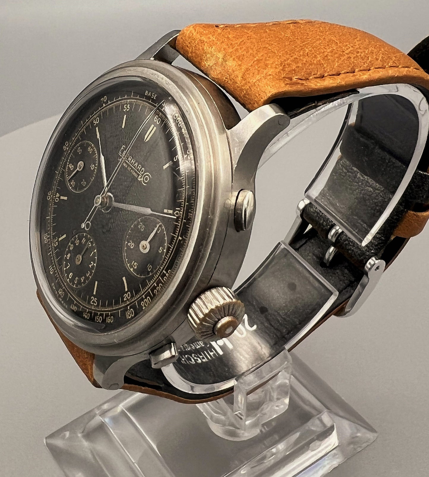 Eberhard 1940s, Oversized Manufacture Grade Split Second Chronograph, Gilt Dial, Stepped Case RARE