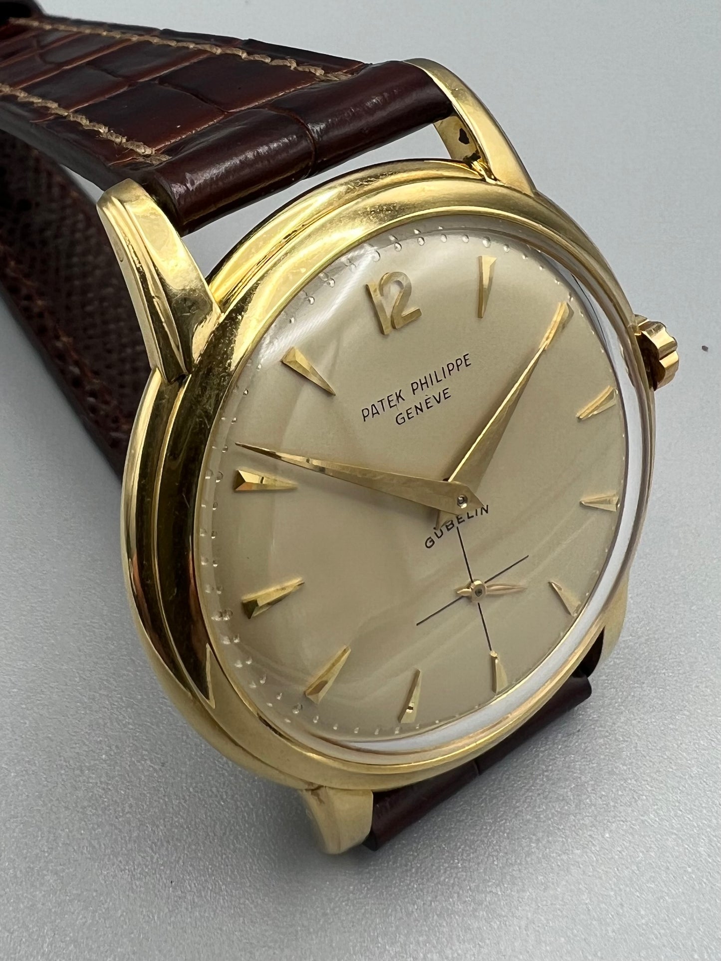 Patek Philippe Ref 2551 Rare and Fine Gold Watch with Double Signed Dial, 1955