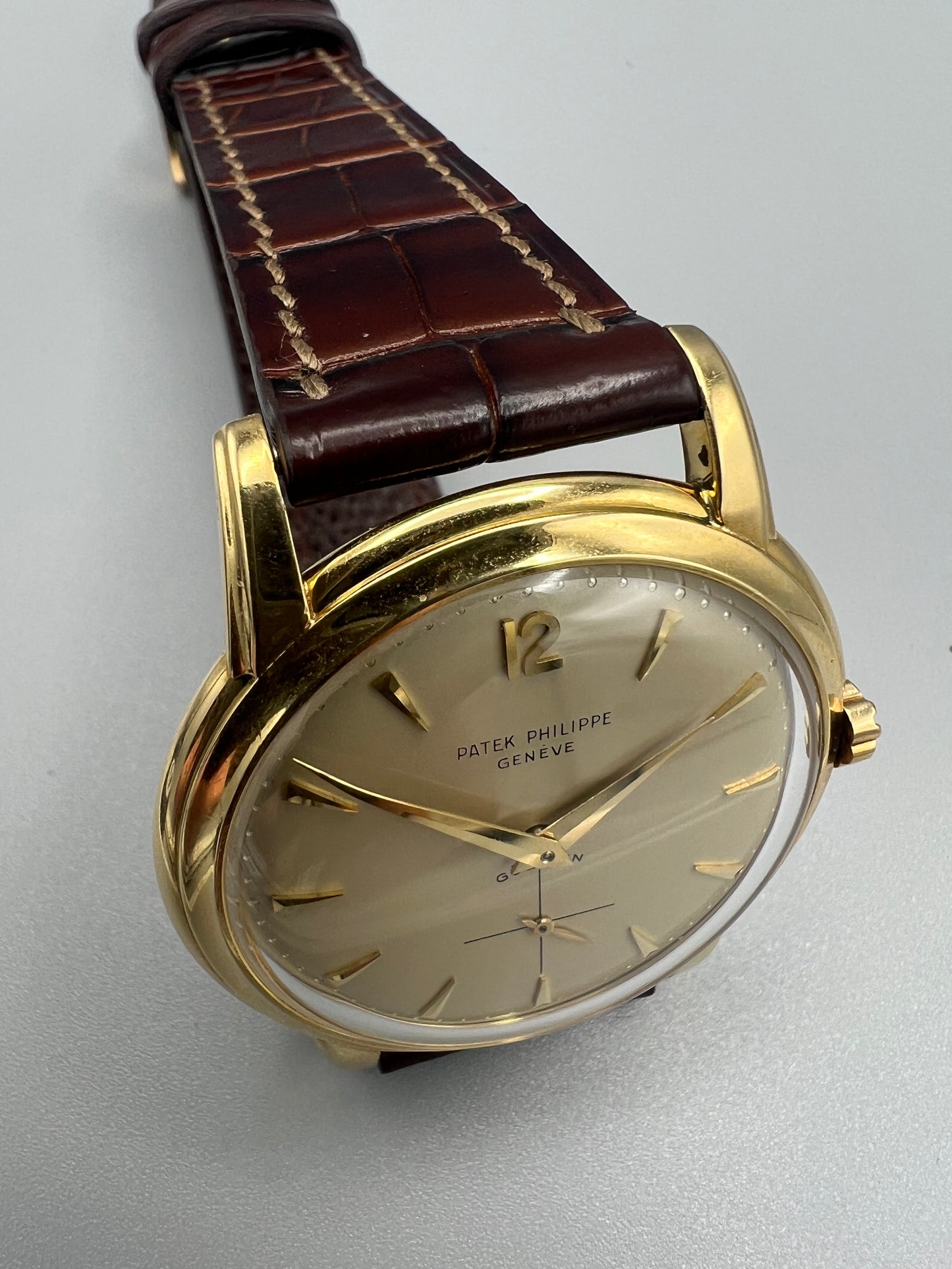 Patek Philippe Ref 2551 Rare and Fine Gold Watch with Double Signed Dial, 1955