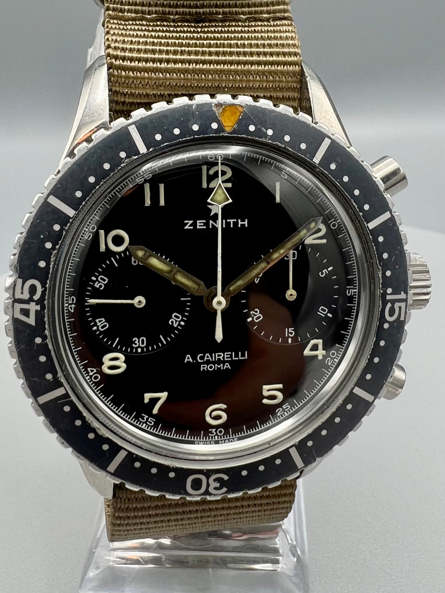 Zenith Cronometro Tipo CP-2 for A. Cairelli, Roma circa 1960’s Rare Ghost Bezel