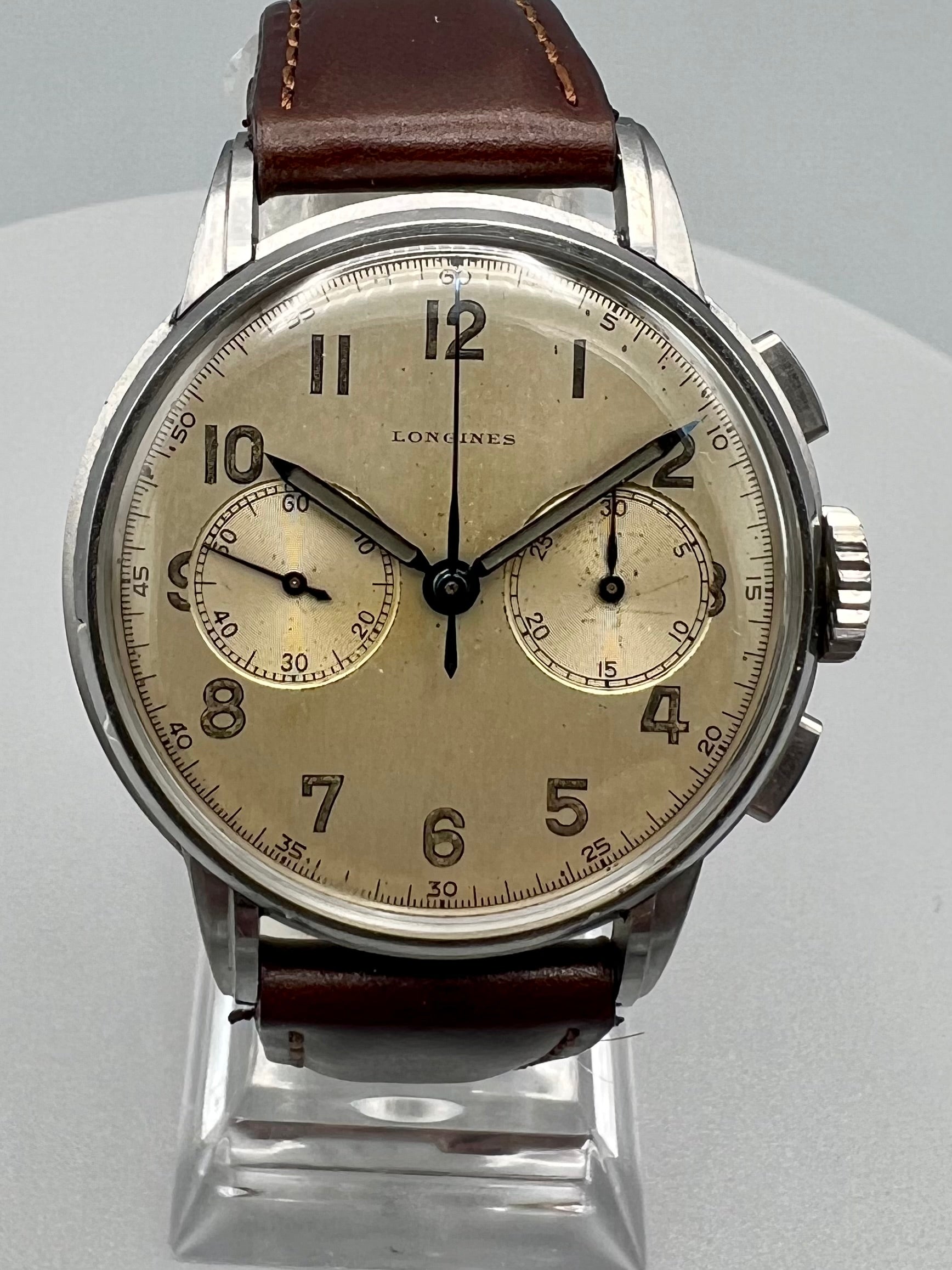 Longines Ref 13 ZN Flyback Rare Stepped Lugs Chrono 37.5 mm